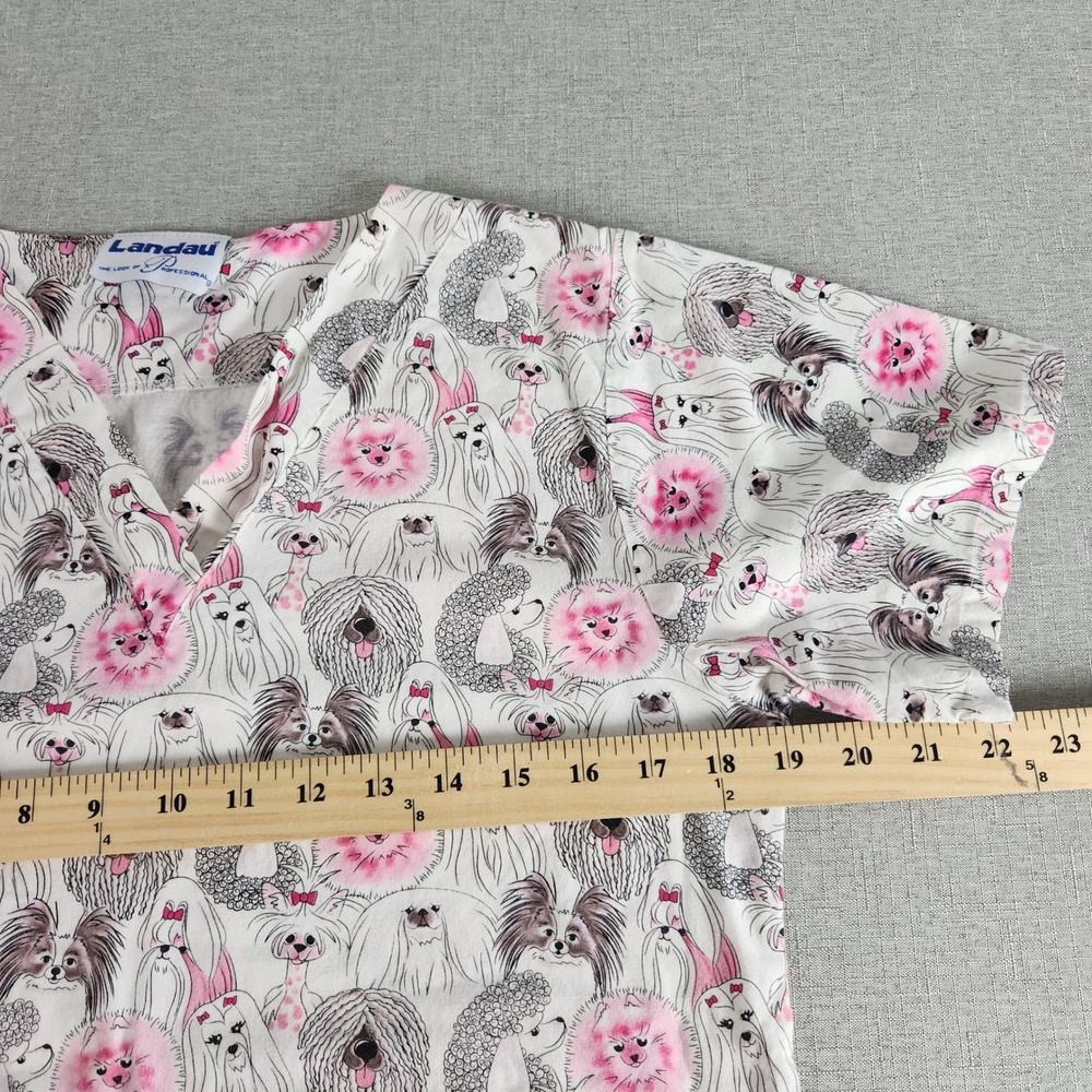 Lot 4 Women Scrub Tops Landau Peaches UA Scrubs Animal Print XS S Dog Cat Bunny - Picture 11 of 13